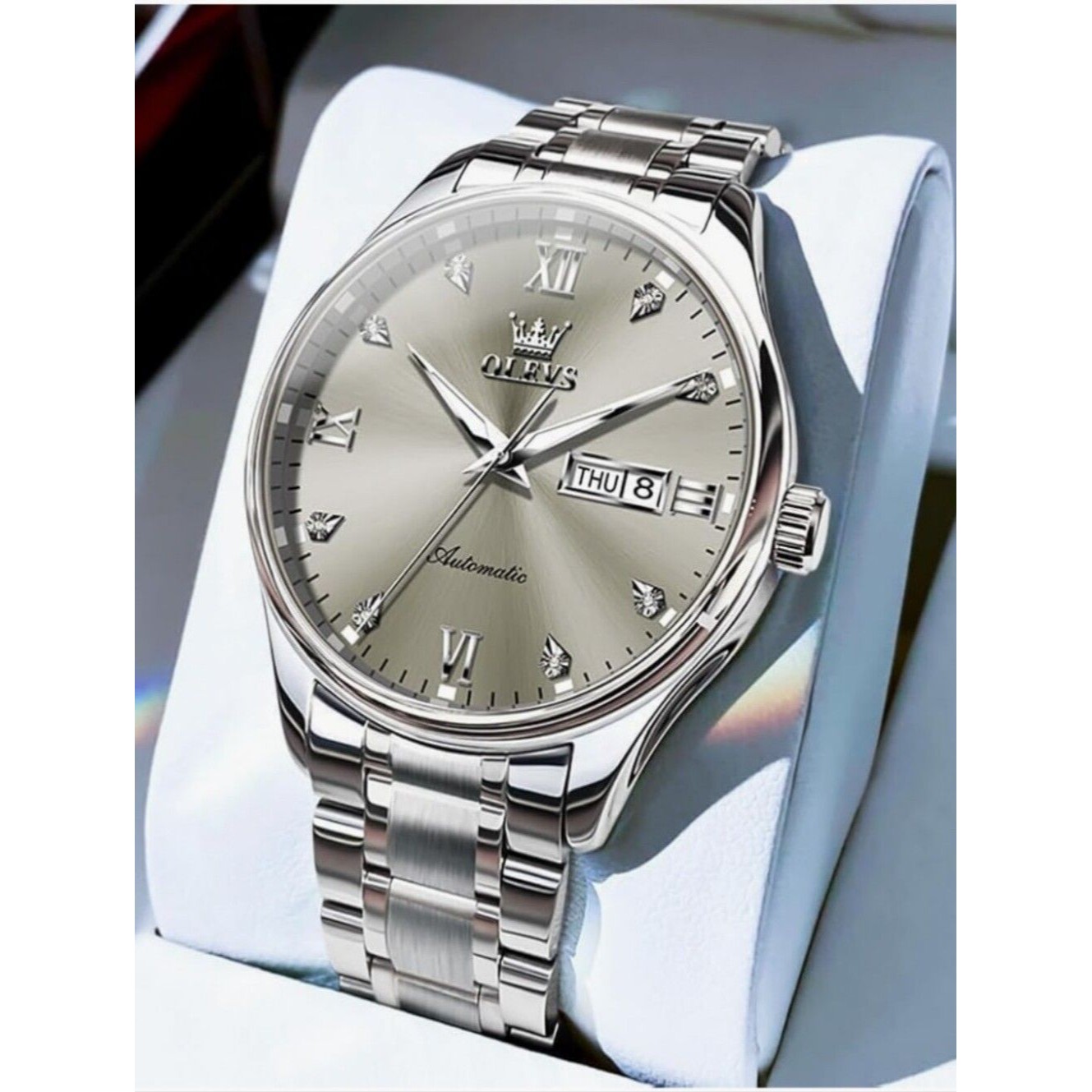 Olevs Mans Self Winding Stainless Steel Wrist Watch Olevs Mans Self Winding Stainless Steel Wrist Watch